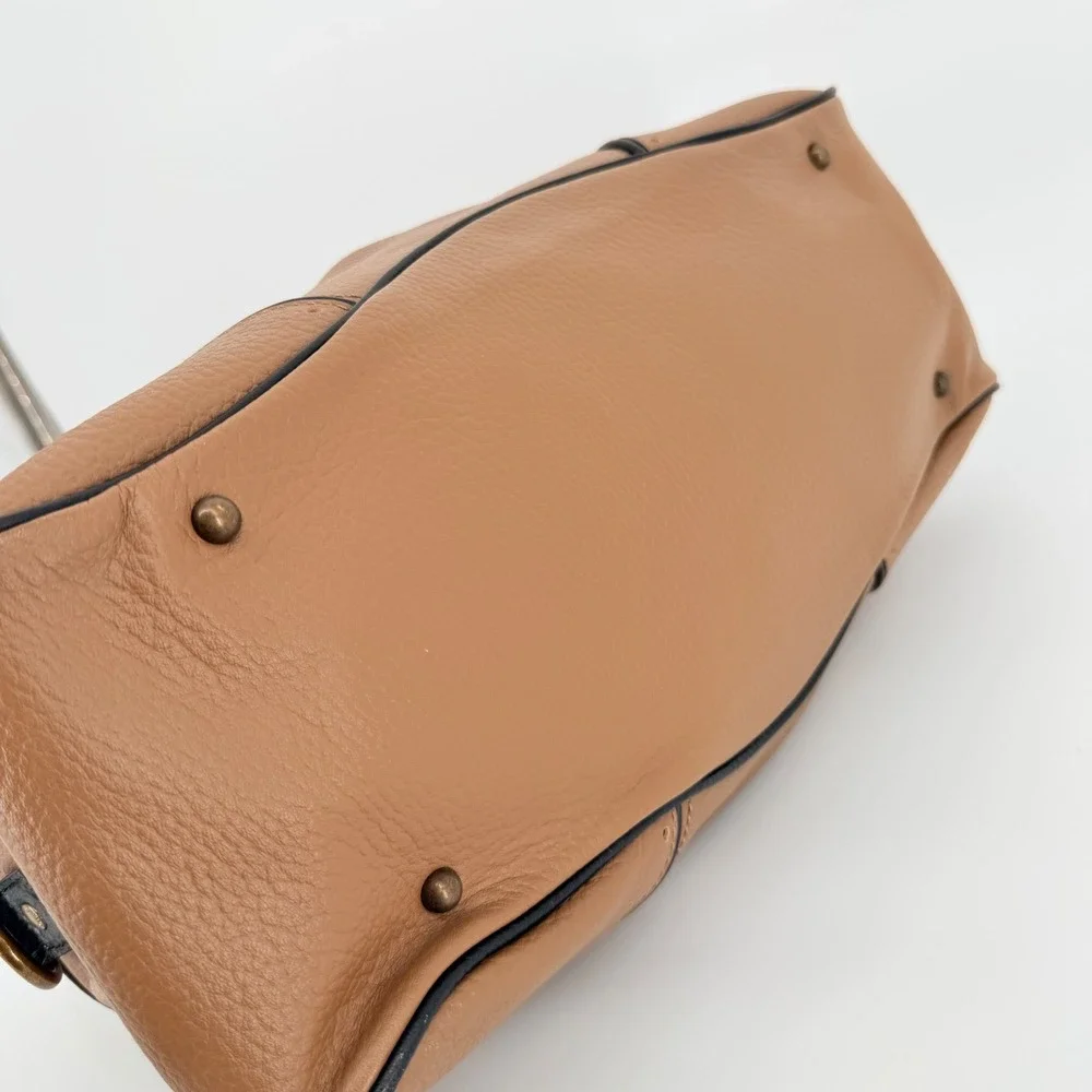 Burberry Blue Label Bowler Satchel Bag Taupe Leather Luxury Travel Work Sporty